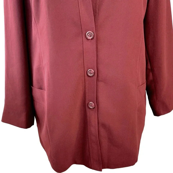 Maggie Barnes Vintage Long Sleeve Button Down Shirt Jacket Size 20W Burgundy - Picture 5 of 16